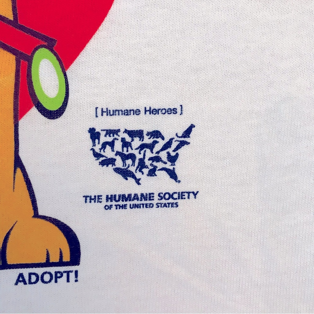 Humane Society Pet Lover Graphic T Shirt Size L White Dog Cat Adopt Love Cotton - Picture 7 of 8